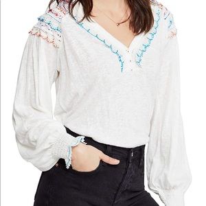 Free People Siesta Fiesta Embroidered Top - S